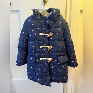 Navy Polka Dot Toggle Coat